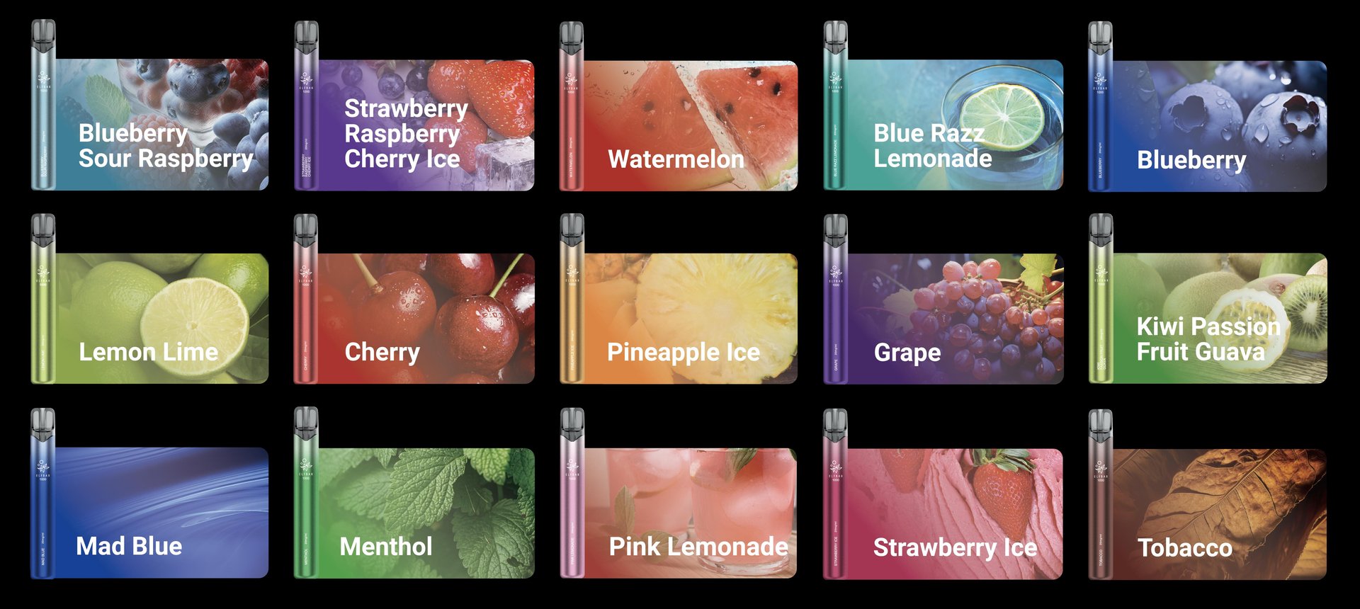ELFBAR 1000 — 15 premium flavours