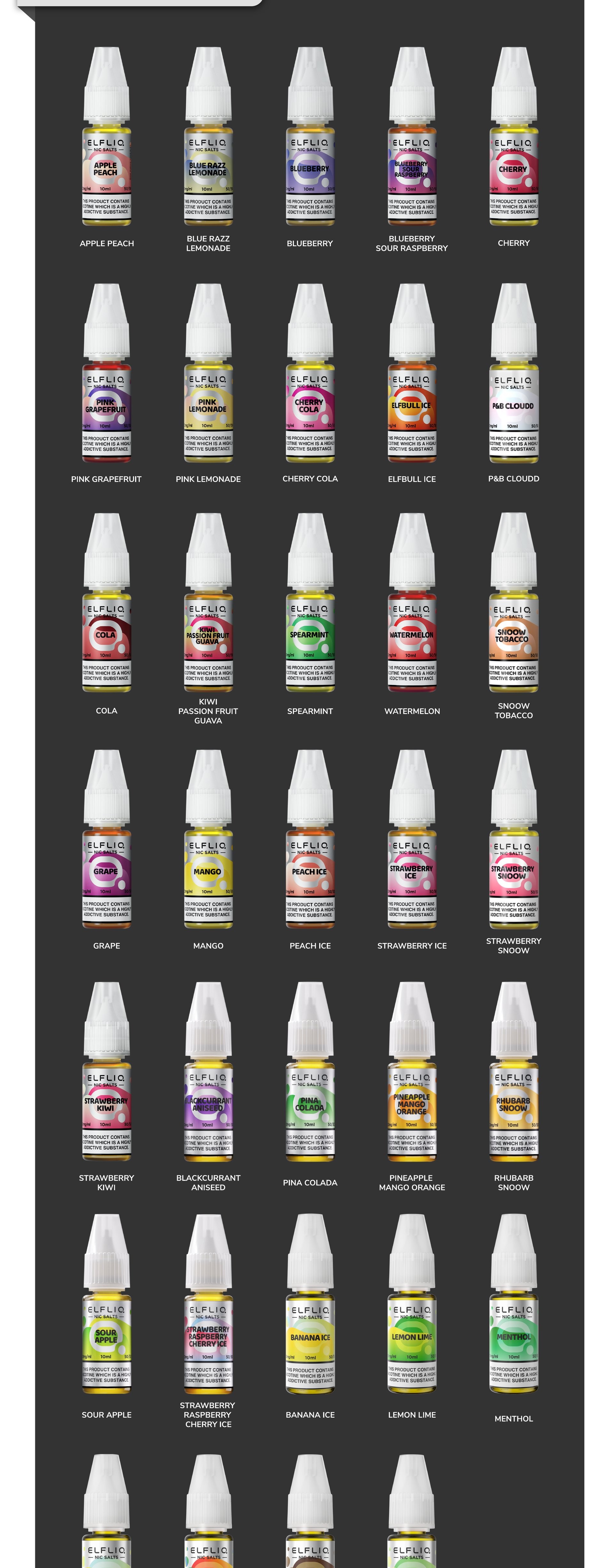 ELFLIQ — 34 top flavours range